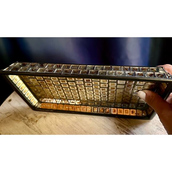 Moroccan Vintage Mosaic Tray , Gold and Black Mosaic, Vanity, Desk, Tray - Picture 9 of 10